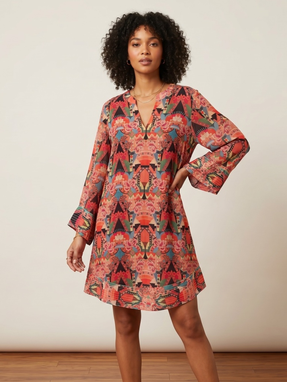 NWT CHUFY Colorful Geometric Pattern Dress MEDIUM